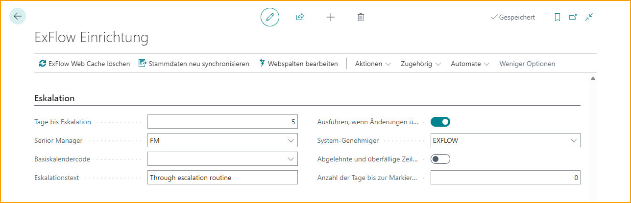 ExFlow Setup - Eskalation