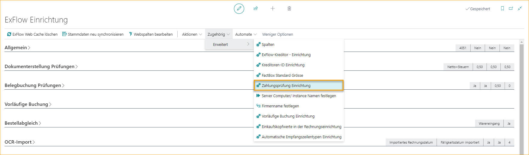 ExFlow Setup - Zahlungsvalidierung Einrichtung