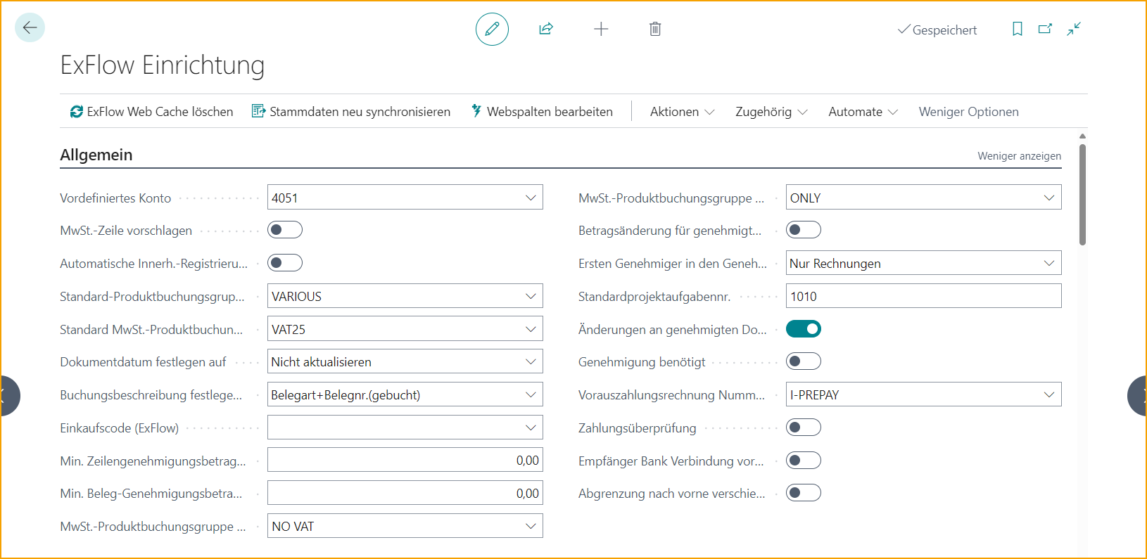 ExFlow Einrichtung