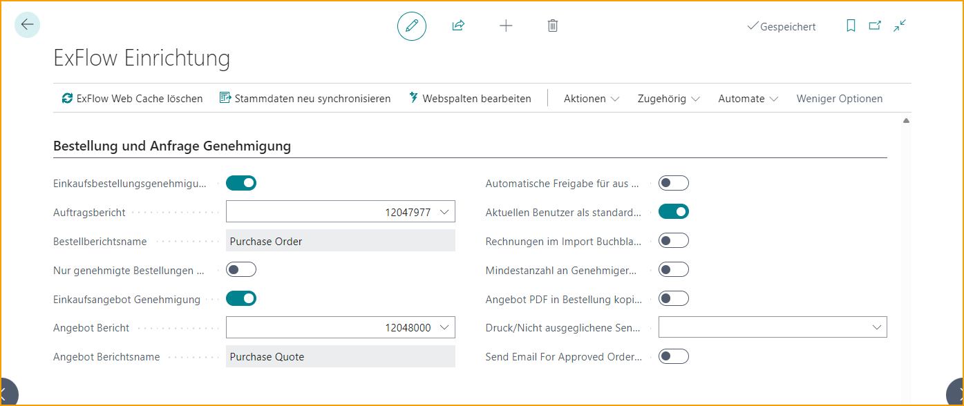 ExFlow Setup - Bestell- und Angebotsgenehmigung