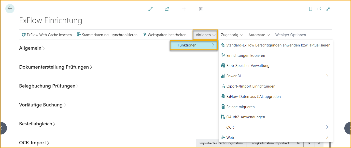 ExFlow Einrichtung