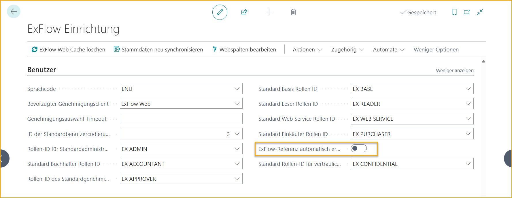 ExFlow Setup Benutzer