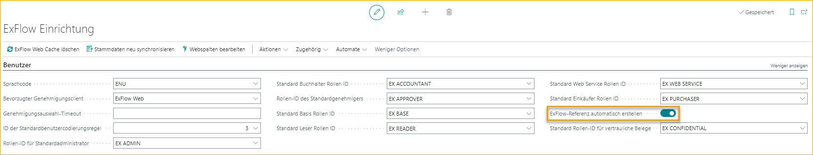 ExFlow Setup Benutzer