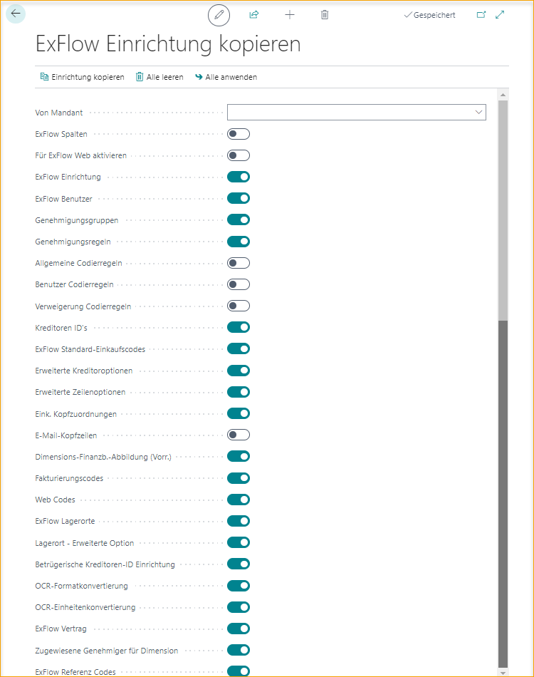 Erste Schritte Assistent - ExFlow Setup kopieren