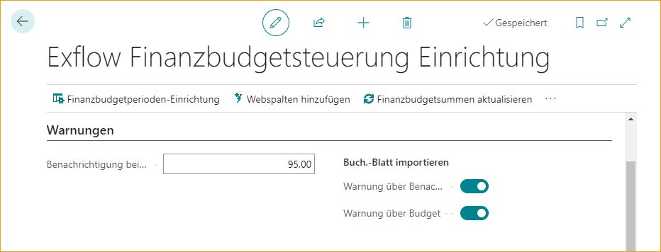 ExFlow G/L Budget Control Setup