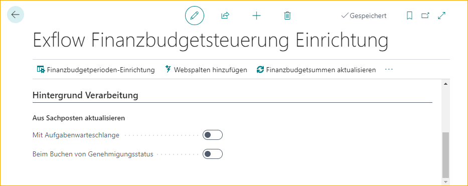 ExFlow G/L Budget Control Setup