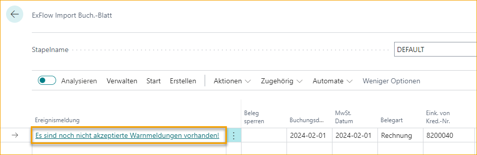 ExFlow Import Journal