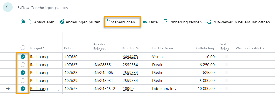 Mehrere Dokumente auswählen und posten