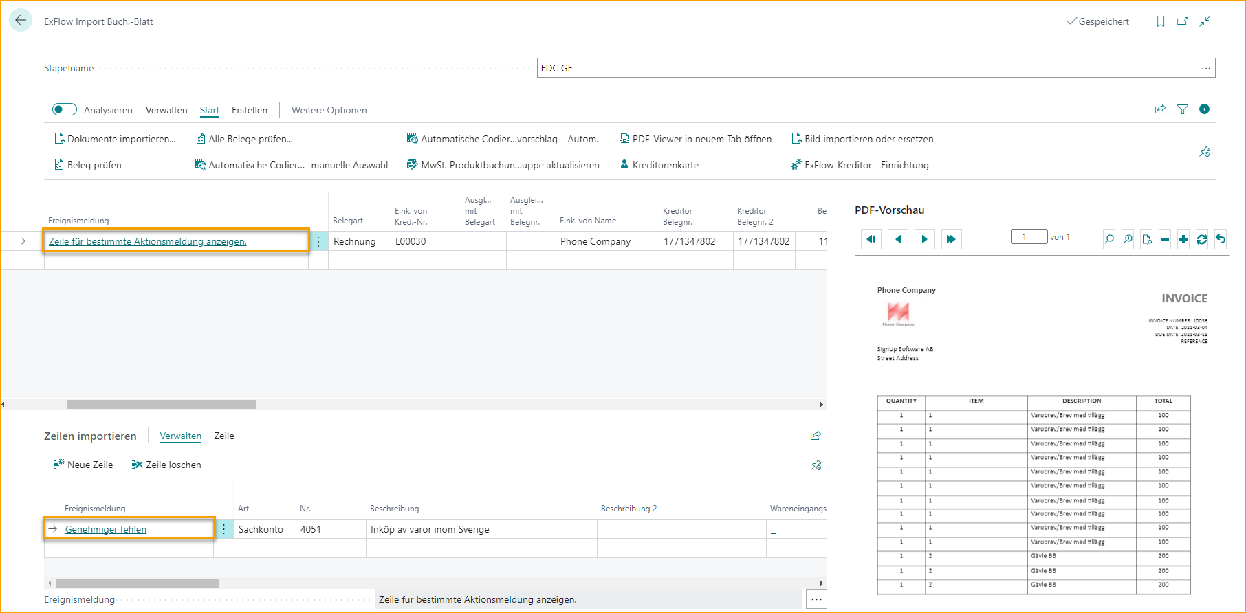 ExFlow Import Journal