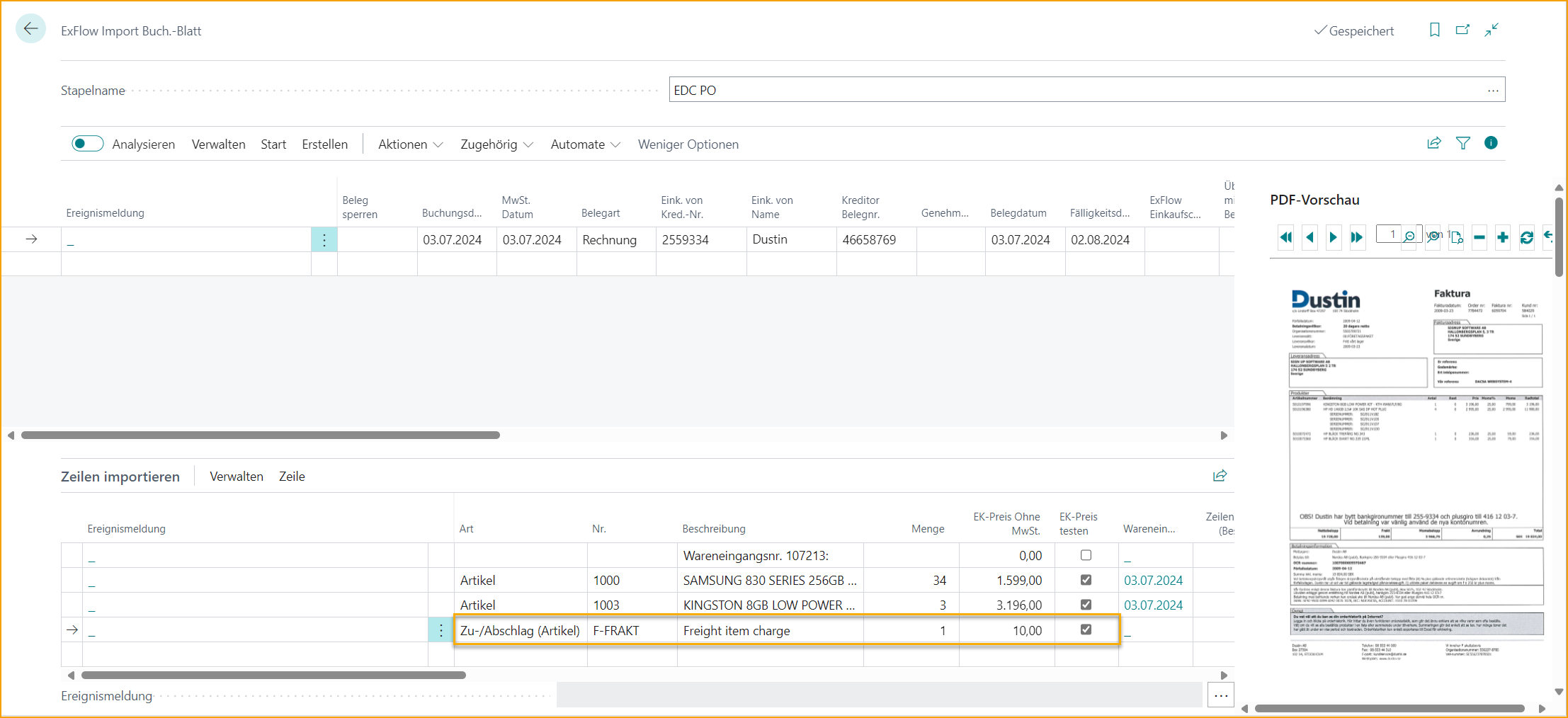 ExFlow Import Journal