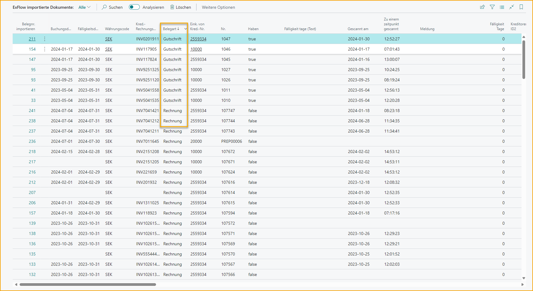 ExFlow Importierte Dokumente