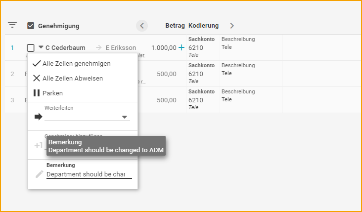 ExFlow Web - Document Line Comment