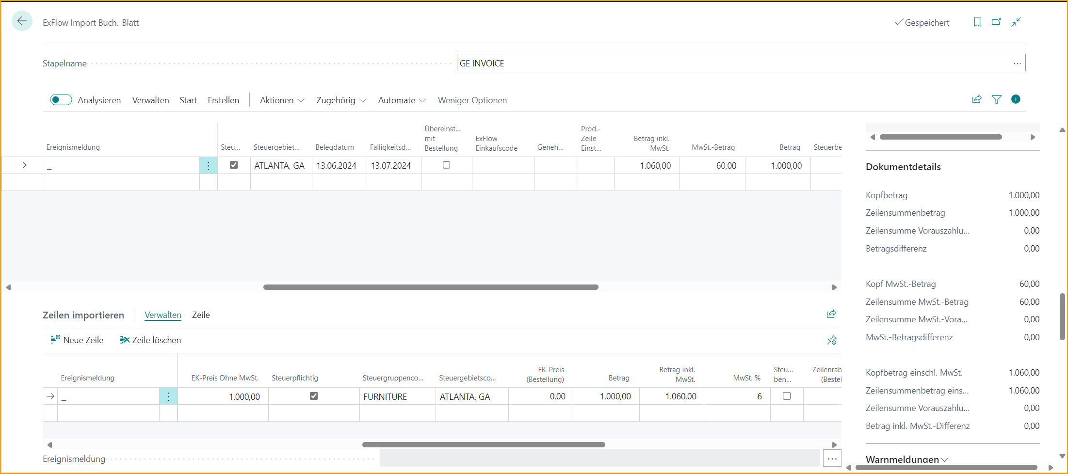 ExFlow Import Journal - US Localization