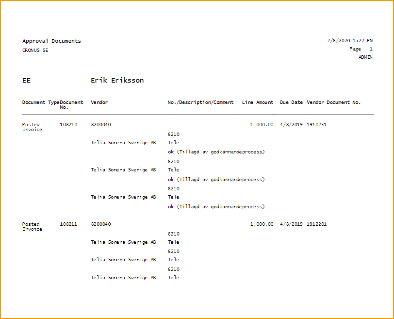 Bericht - ExFlow Gebuchte Genehmigungsdokumente