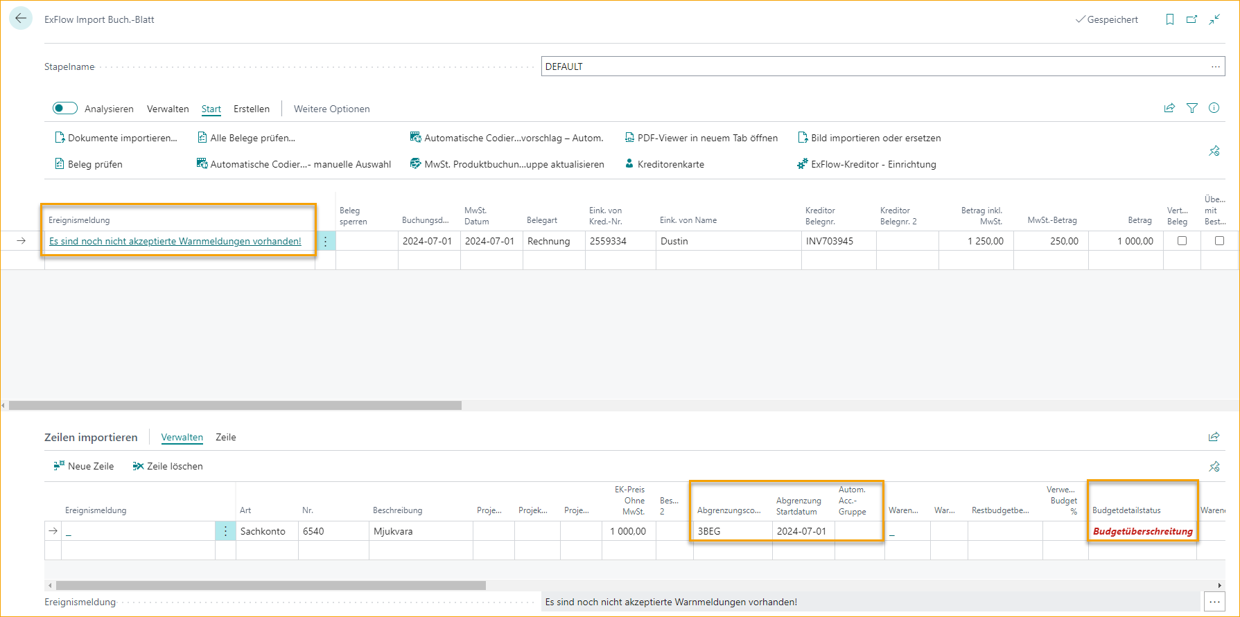 ExFlow Import Journal