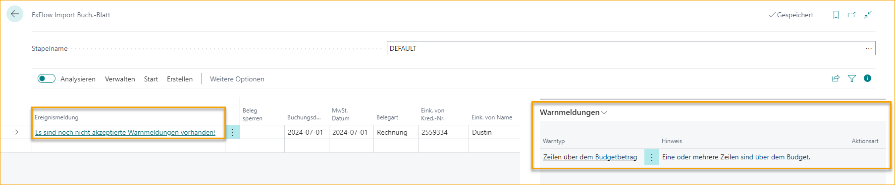 ExFlow Import Journal