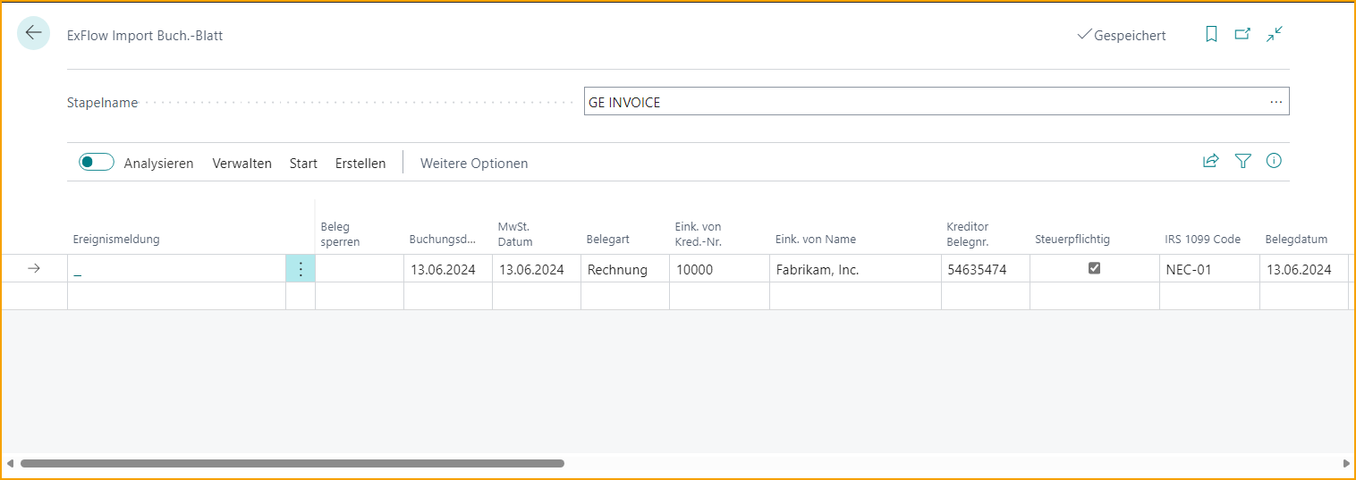 ExFlow Import Journal - US Localization