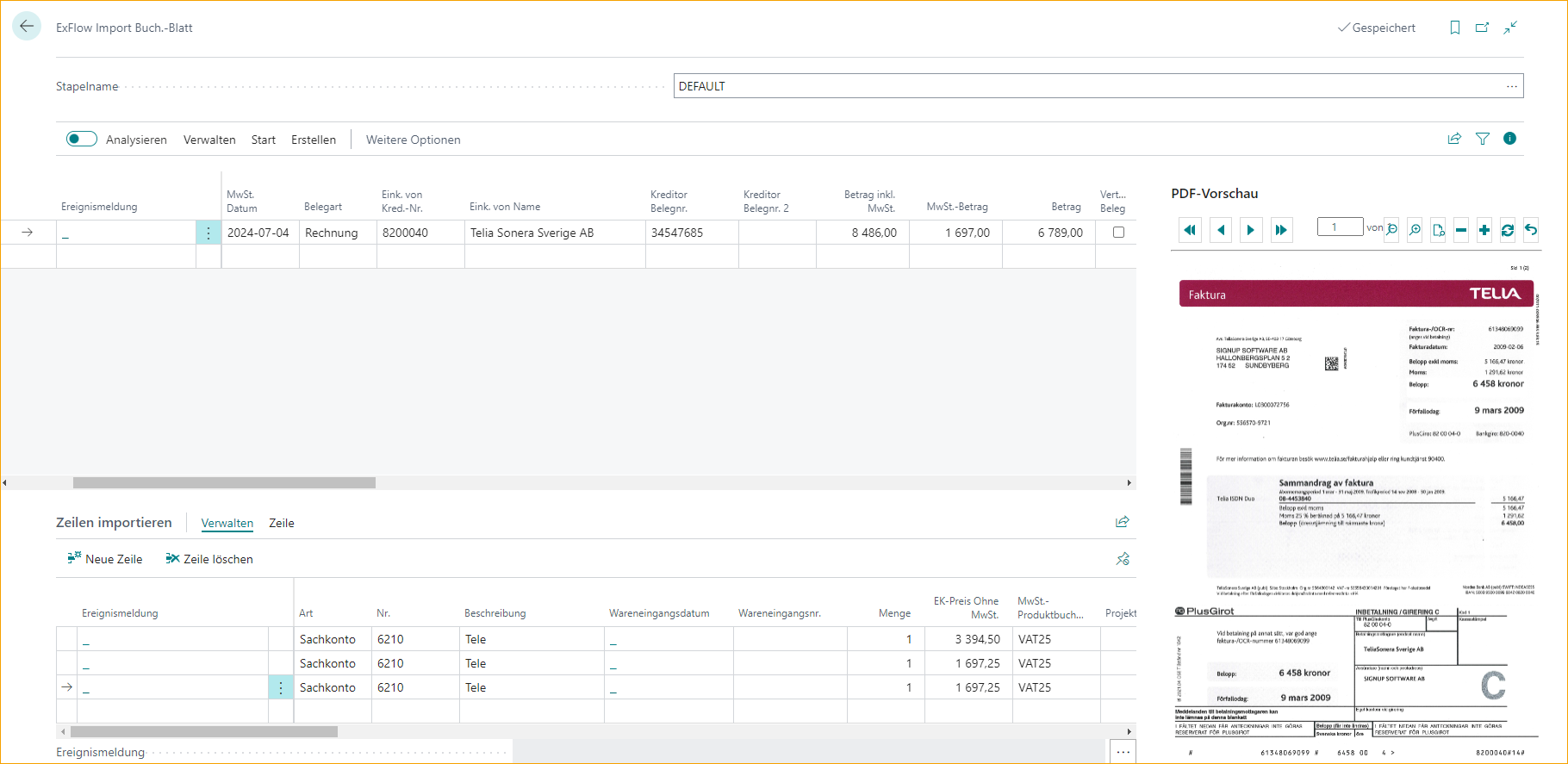 ExFlow Import Journal