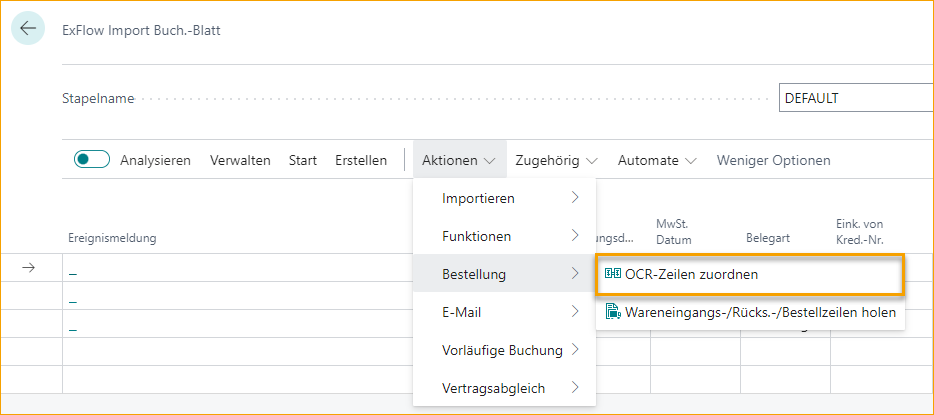 ExFlow Import Journal - OCR-Zeilen abgleichen