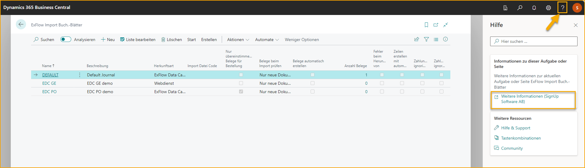 ExFlow Import Journals