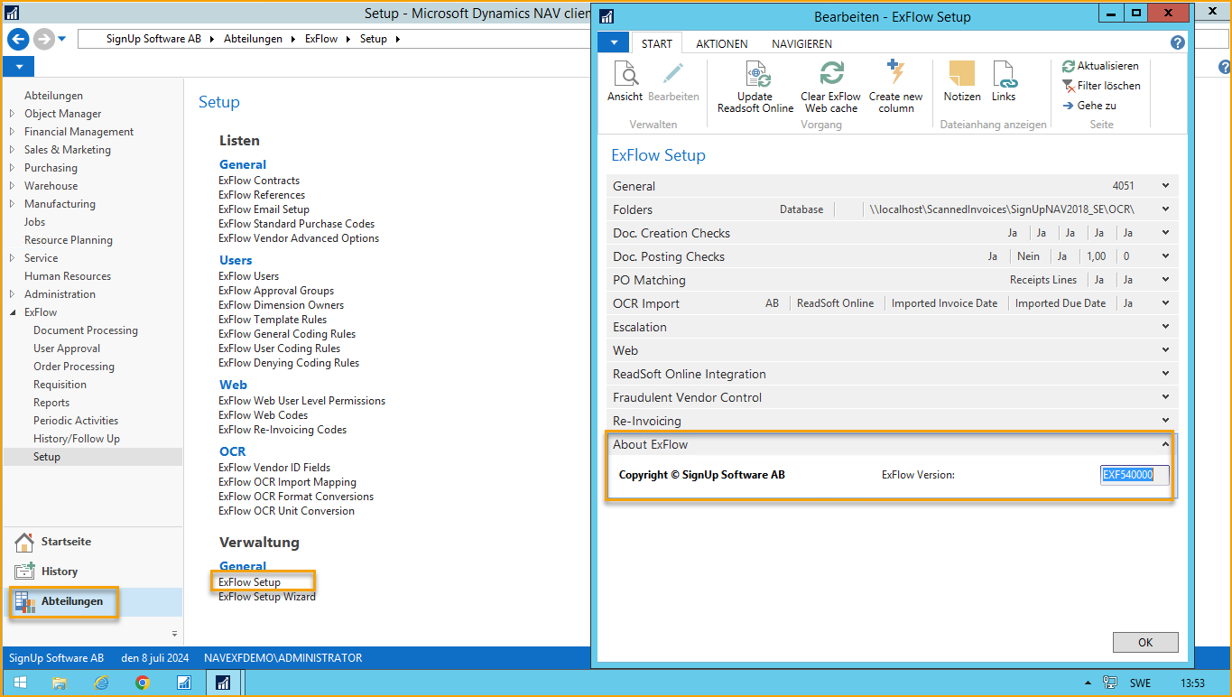 Upgrade und Migration von ExFlow-Daten