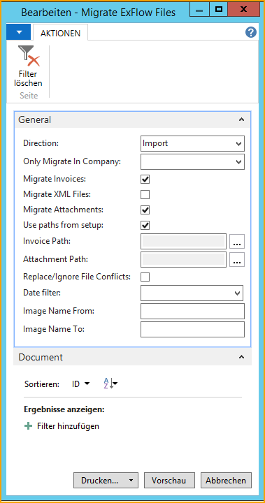 Upgrade und Migration von ExFlow-Daten