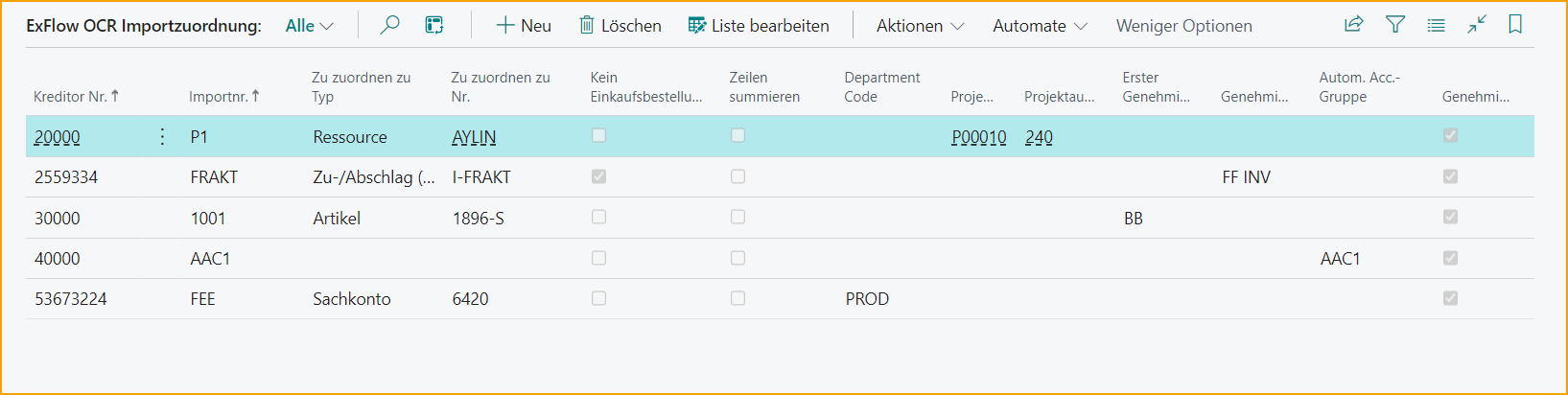 ExFlow OCR-Import-Mapping