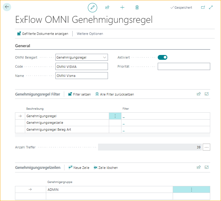 ExFlow OMNI Genehmigungsregel -- Genehmigungsregel