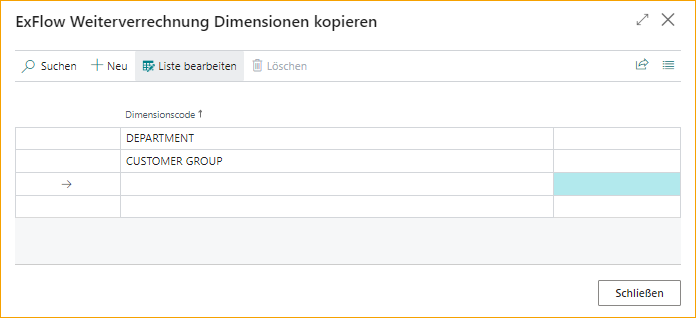 Re-Invoicing Copy Dimensions