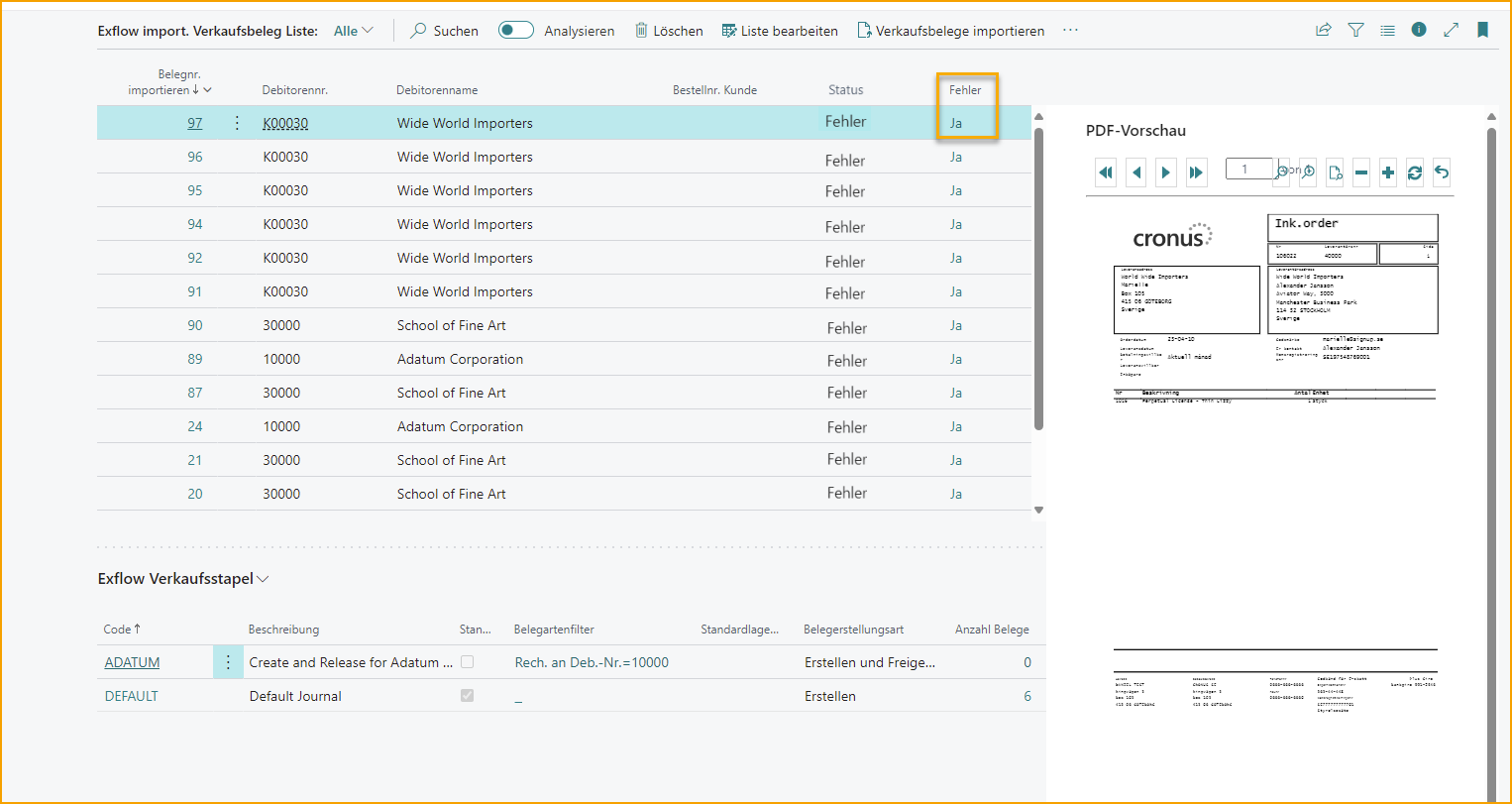 Import Sales Document