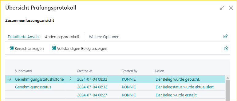 Ansicht – Audit-Log Übersicht