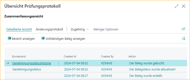 Ansicht – Audit-Log Übersicht