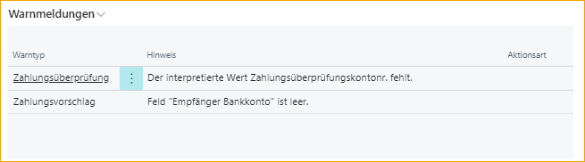 ExFlow Import Journal - Warnmeldungen für Zahlungsvalidierung und Zahlungsvorschlag