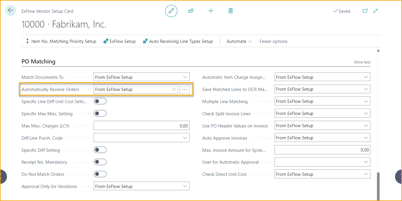 Tarjeta de Configuración de Proveedor de ExFlow