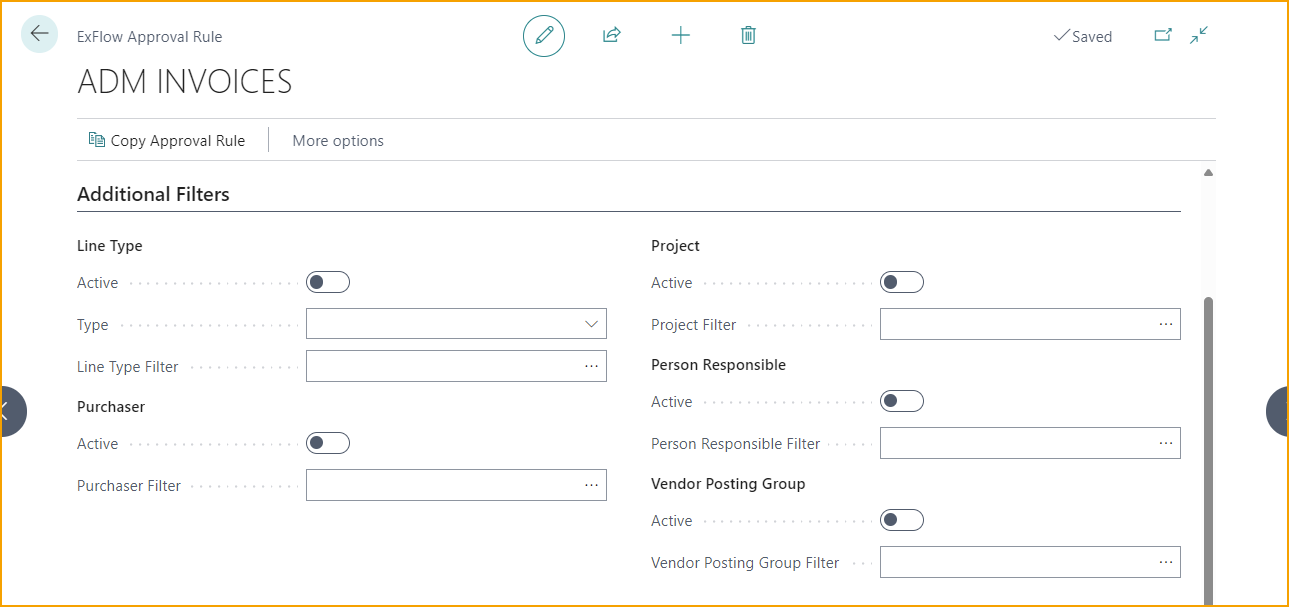 Filtros Adicionales de Regla de Aprobación