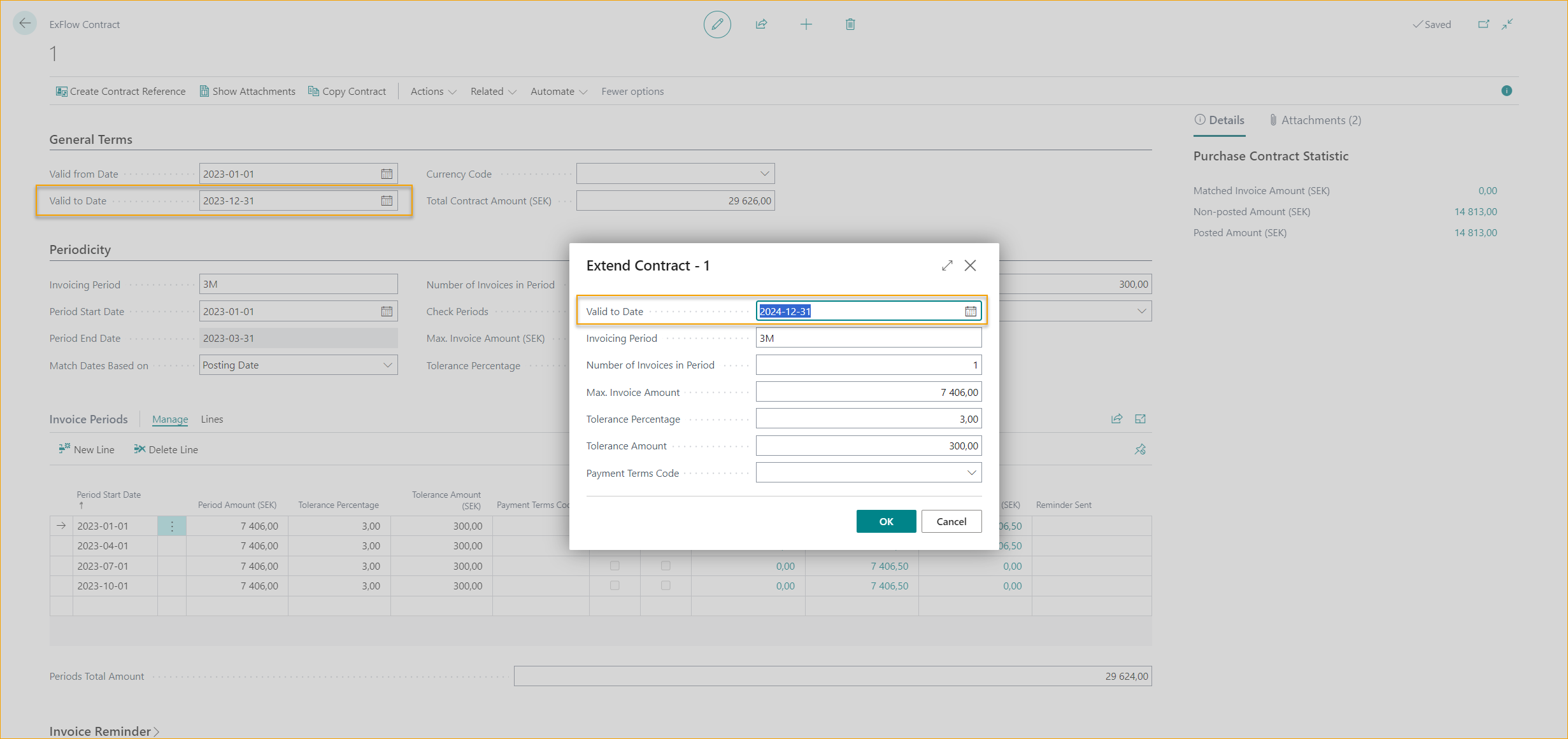 Extender Periodos del Contrato de ExFlow