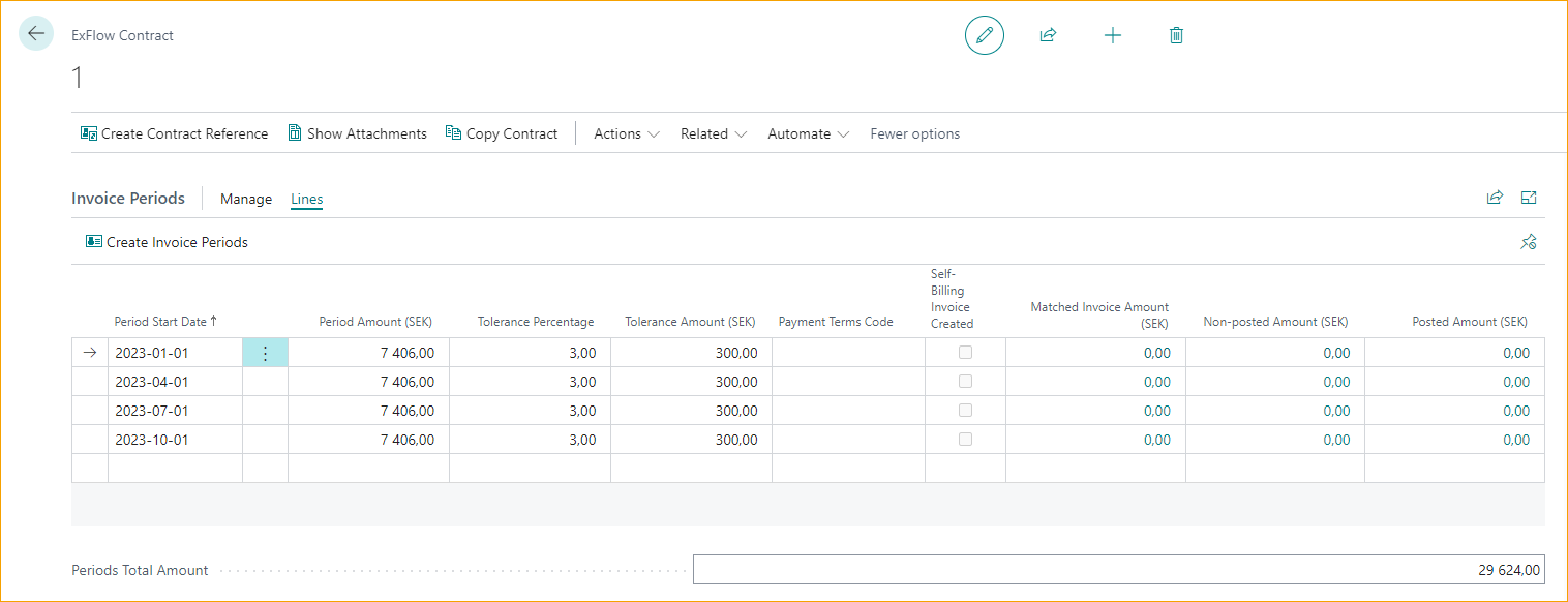 Periodos de Factura del Contrato de ExFlow