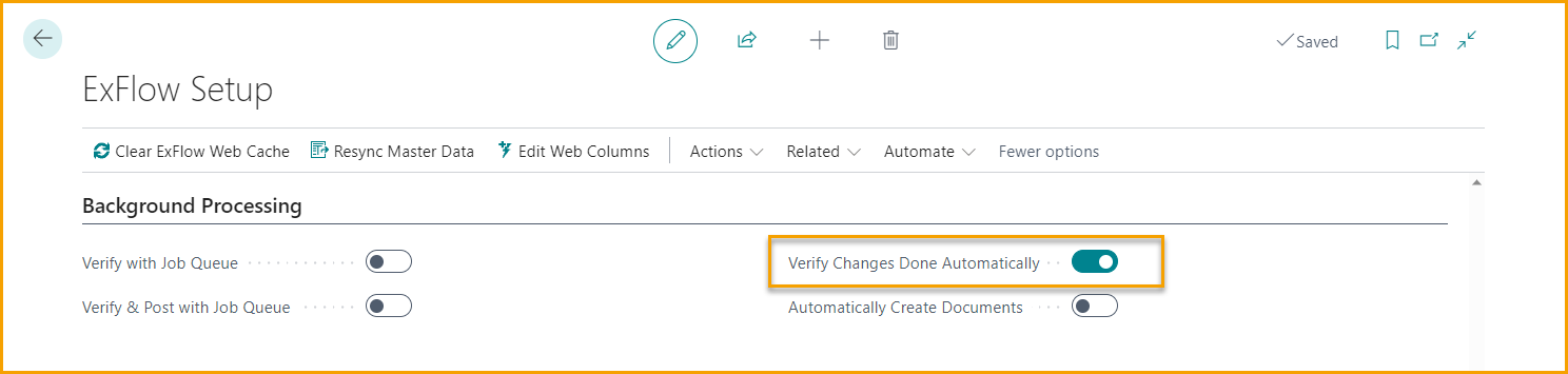 Configuración de ExFlow - Verificar Cambios Realizados Automáticamente