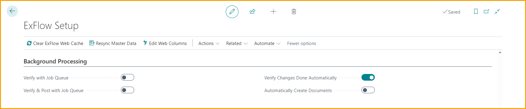 Configuración de ExFlow - Procesamiento en Segundo Plano - Verificar Cambios Realizados Automáticamente