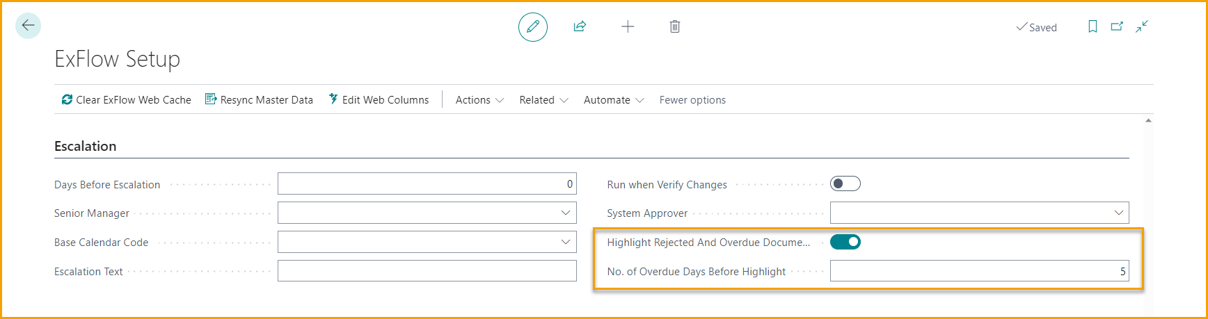 Configuración de ExFlow - Escalación