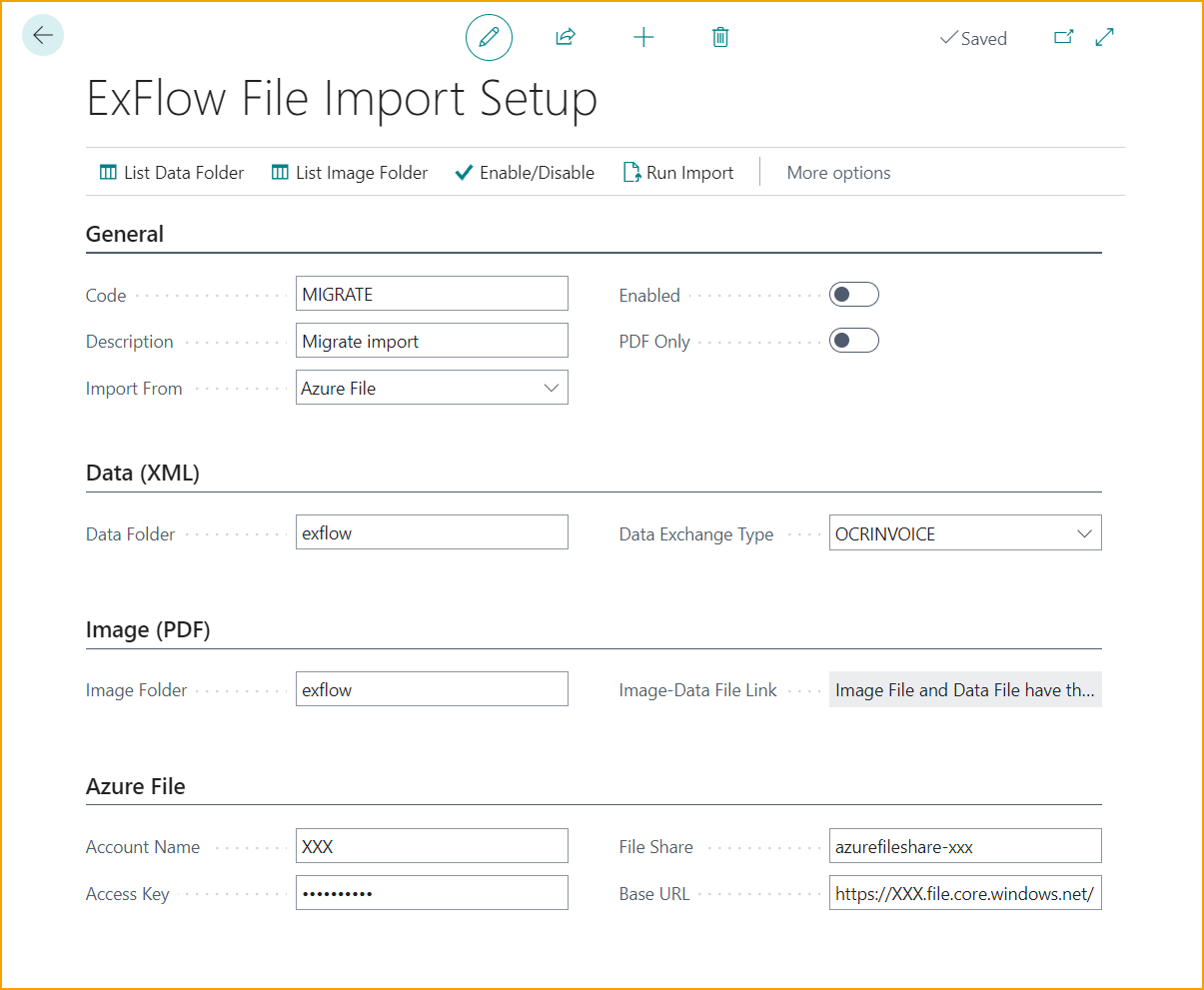 Configuraciones de Importación de Archivos de ExFlow