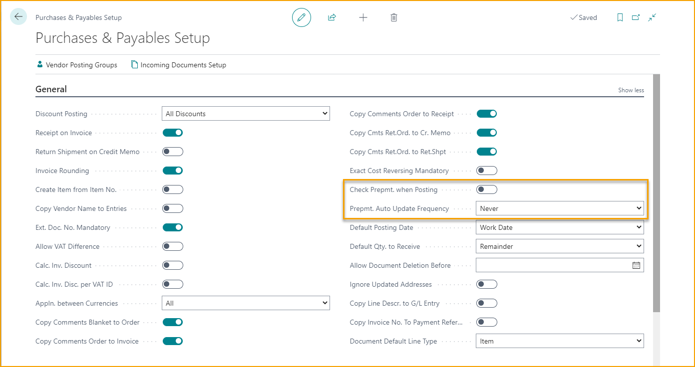 Configuración de Compras y Pagos - General