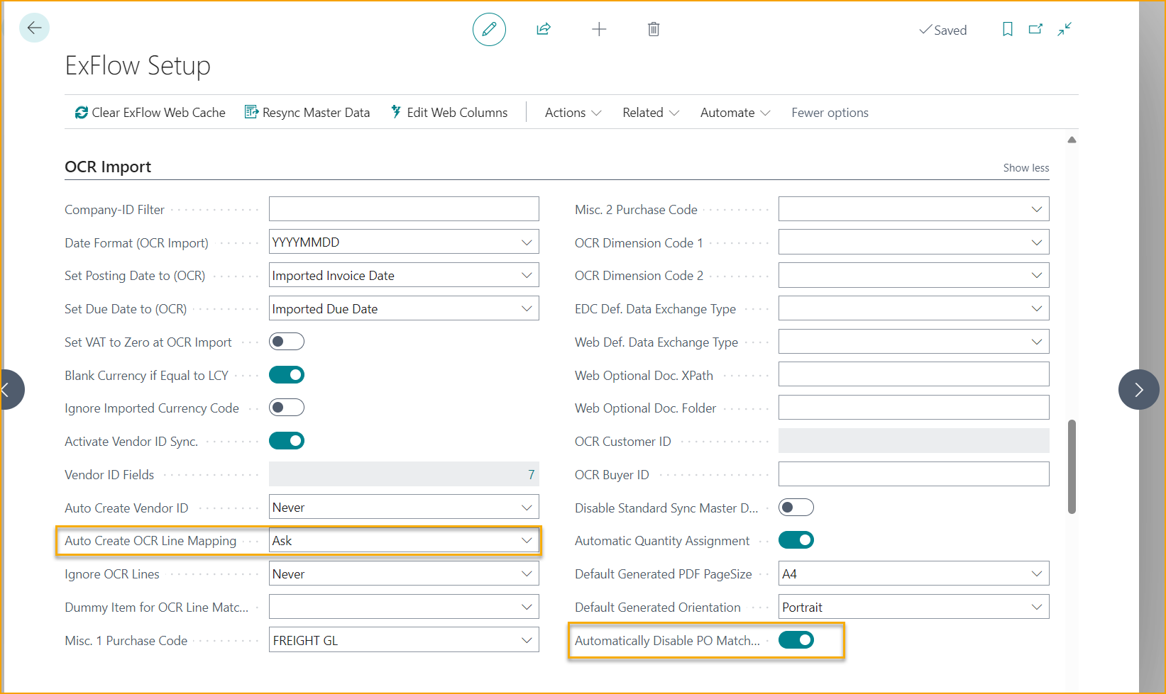 Configuración de Importación OCR de ExFlow