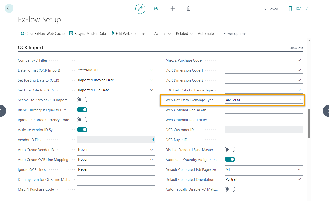 Configuración de ExFlow OCR Import