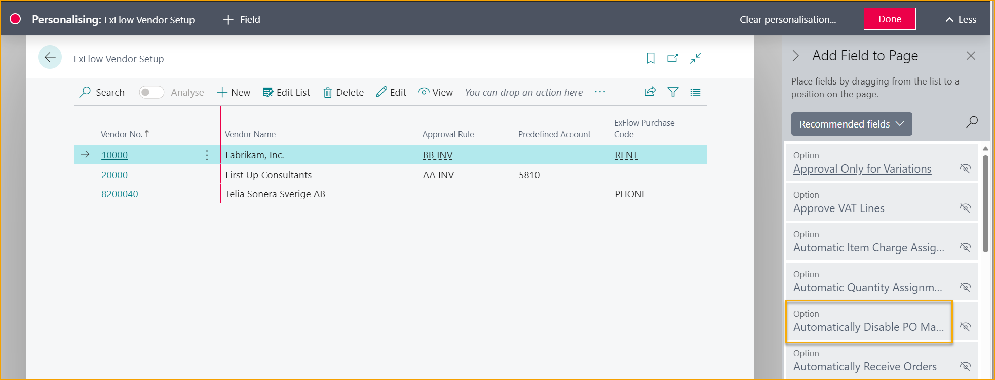 Configuración de Proveedor de ExFlow