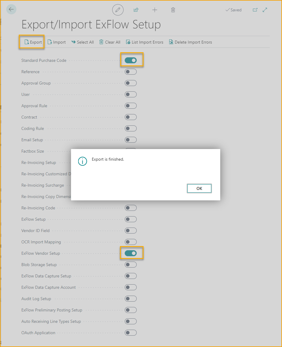 Exportar/Importar Configuración