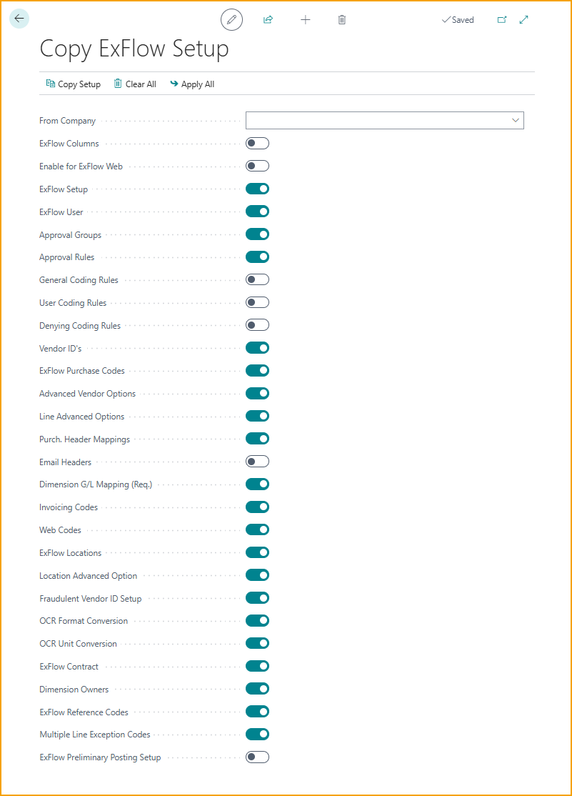Asistente de Primeros Pasos - Copiar Configuración de ExFlow
