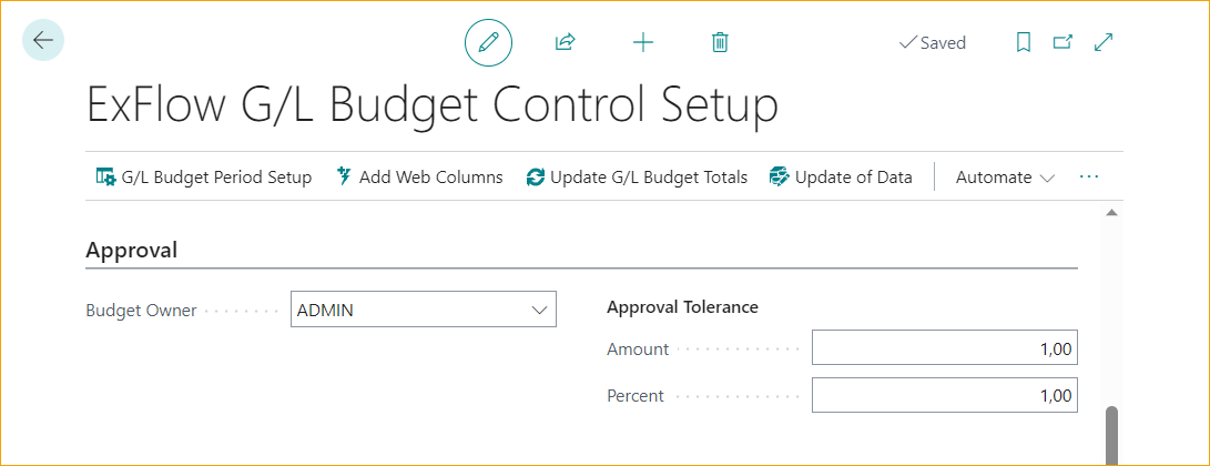 Configuración del Control Presupuestario G/L de ExFlow