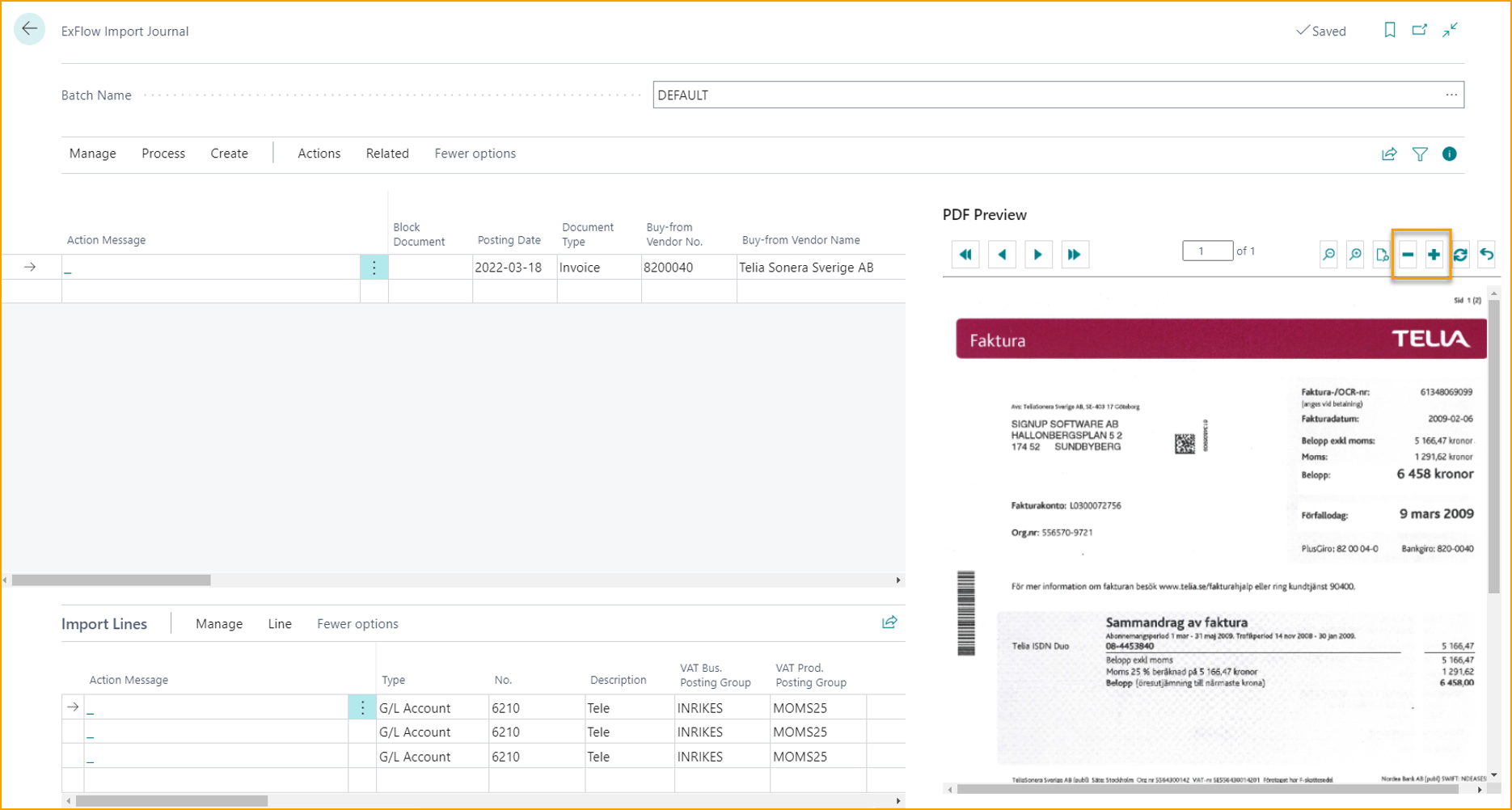 Diario de Importación de ExFlow