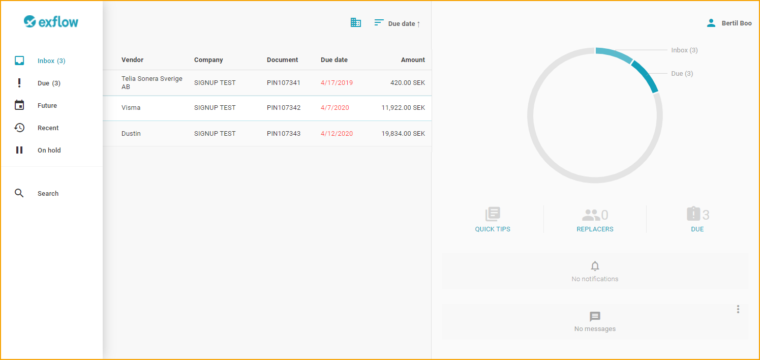 ExFlow Web - Bandeja de Entrada